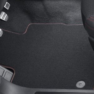 Premium velur tepihi spredaj in zadaj, črni, z rdečo nitjo